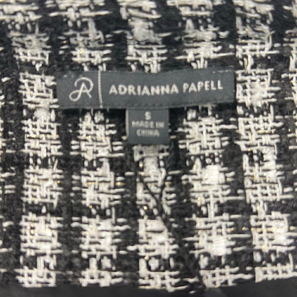 Adrianna Papell Black & White Crew Neck Long-Sleeve Tweed Blazer Size Small - Picture 8 of 10